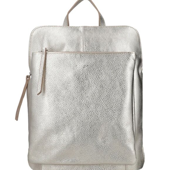 Anthropologie Handbags - New! Sostter Silver Metallic Leather Luxury Backpack